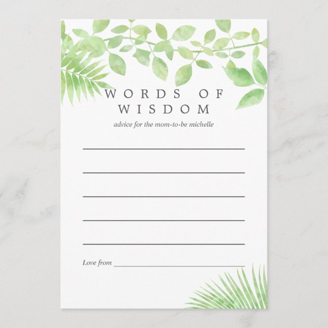 Vattenfärgsgrey Baby Shower Adress för Mor Rådkort (Framsida)