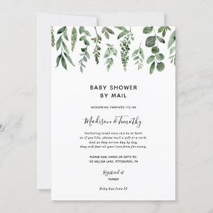 Vattenfärgsgrey Baby Shower by Mail-inbjudan Inbjudningar