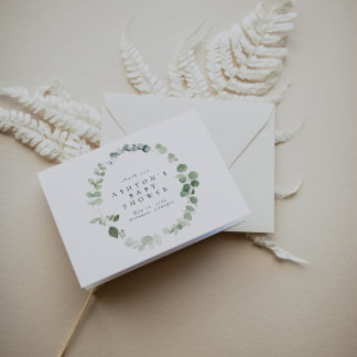 Vattenfärgsgrey Baby Shower Tack Kort