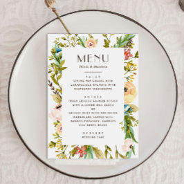 Vattenfärgsgrey blommigt Sommarskorpa bröllop Meny