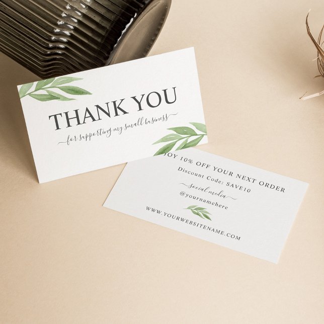 Vattenfärgsgrön Tack för din beställning Visitkort (Skapare uppladdad)