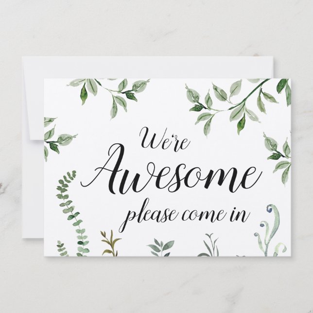 Vattenfärgsgrön Vi är Fantastisk Open Closed Sign (Framsida)