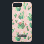 VattenfärgsGrönt Cactus Mönster Rosa iphone case<br><div class="desc">Cute och modern iphone case med cactus mönster med rosa bakgrund. Personligen kommer fodral att bli perfekt som gåva. Liknande utformningar finns tillgängliga.</div>
