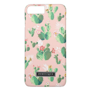 VattenfärgsGrönt Cactus Mönster Rosa iphone case