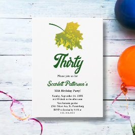 VattenfärgsGrönt Höst löv hösten 30års födelsedag Inbjudningar