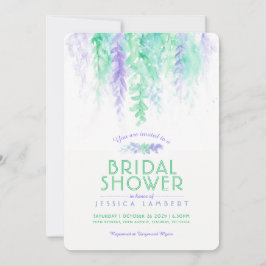 Vattenfärgsgrönt lila inbjudningskort för möhippa