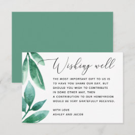 Vattenfärgsgrönt löv bröllop önskar sig lycka till tilläggskort