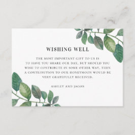 Vattenfärgsgrönt löv bröllop önskar sig lycka till tilläggskort