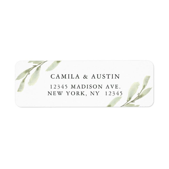 VattenfärgsGrönt Returadress Twig Etikett (Framsidan)