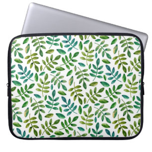 Vattenfärgsgrönten lämnar mönster. Greenery blommi Laptop Fodral