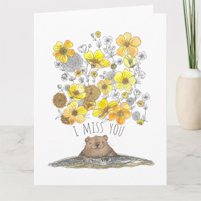 Vattenfärgsground och Buttercups jag saknar dig Kort (Framsida)