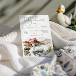 Vattenfärgsgrupp Anka med Ducklings Baby Shower Inbjudningar