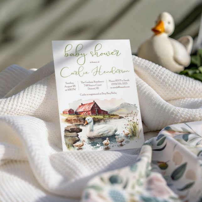 Vattenfärgsgrupp Anka med Ducklings Baby Shower Inbjudningar (Skapare uppladdad)
