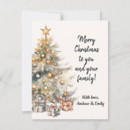 Vattenfärgshälsningskort för Julgran Julkort