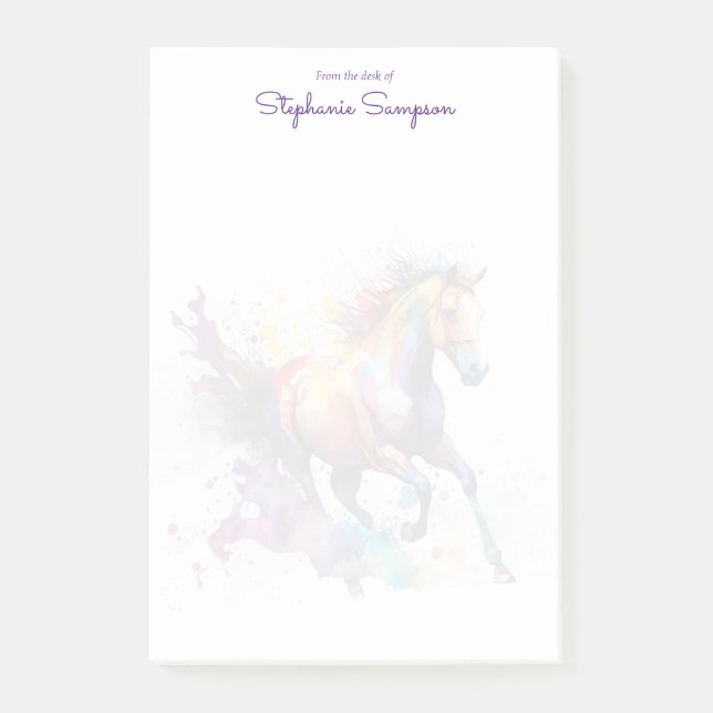 Vattenfärgshäst Lover Customized Post-it Block (Framsida)