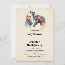 Vattenfärgshästar Boho-drypande Färg Baby Shower Inbjudningar