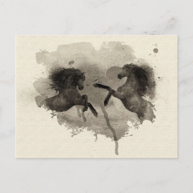 Vattenfärgshästar - nytt vykort (Framsida)