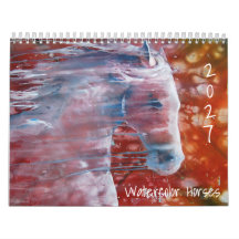 Vattenfärgshästar Väggkalender 2027