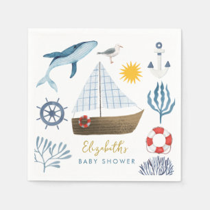 Vattenfärgshavets Frakt,Sailor Whale Sea Baby Show Pappersservett