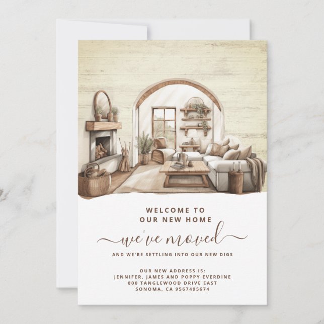 Vattenfärgshem Flytta Home Insida Meddelande (Framsida)