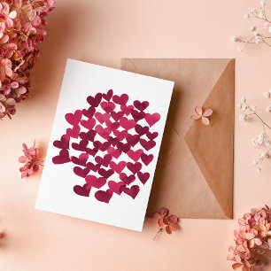 Vattenfärgshem i viva magenta Valentindagen Kort
