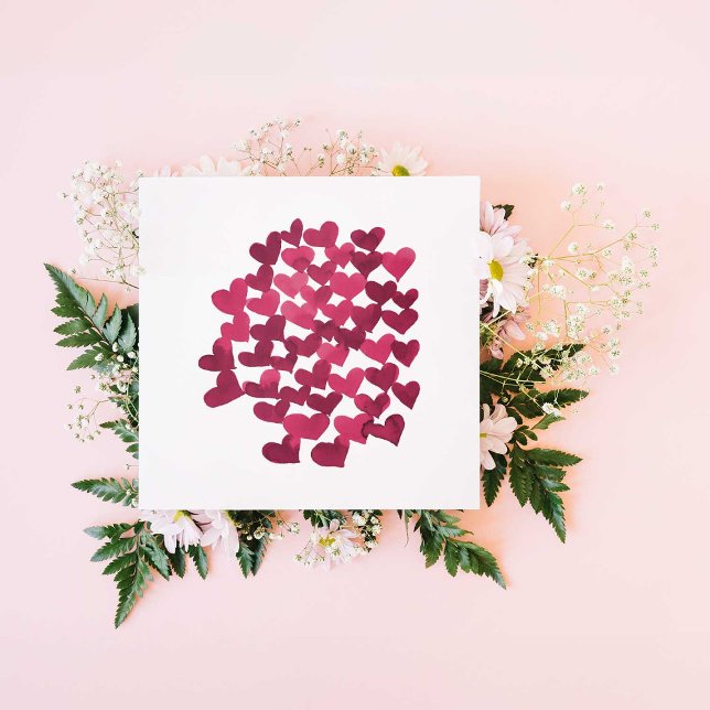 Vattenfärgshem - magenta Valentindagskort Julkort (Skapare uppladdad)