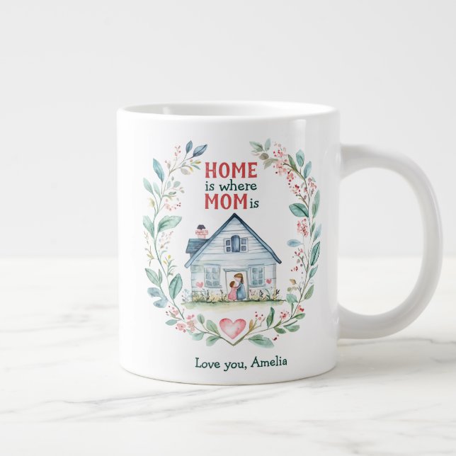 Vattenfärgshemmet är där Mamma är anpassat namn Jumbo Mugg (Höger)