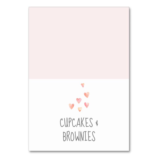 Vattenfärgshjärdar Babyskor Buffet Food Labels Bordsnummer (Framsidan)