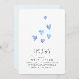 Vattenfärgshjärrar Det är en pojkbabyskor Inbjudningar