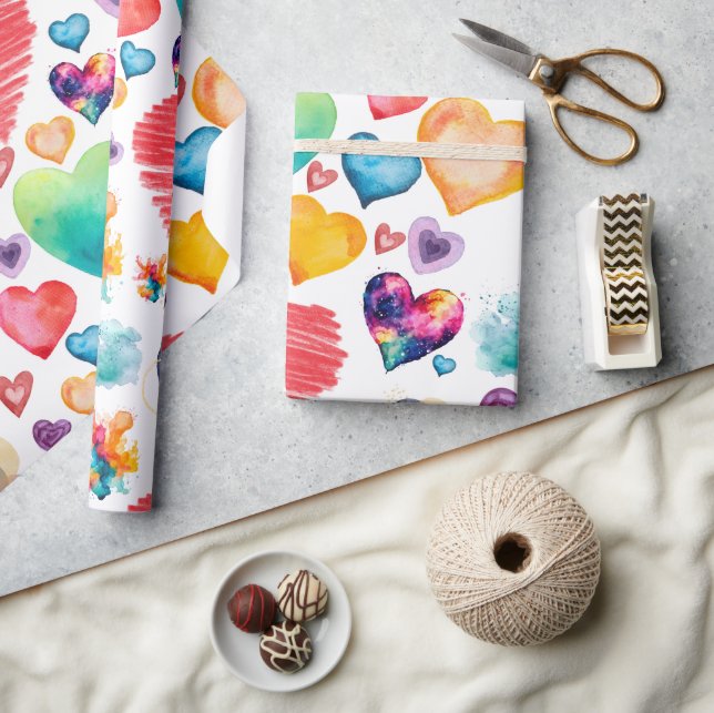 Vattenfärgshjärrar Stil Presentpapper (Hantverk)