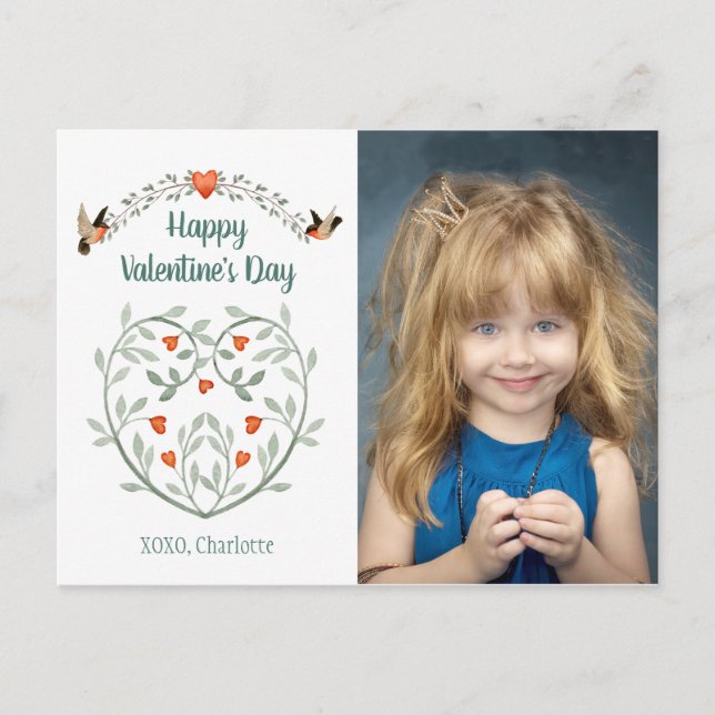 Vattenfärgshjärrar Valentine Photo Card Vykort (Framsida)