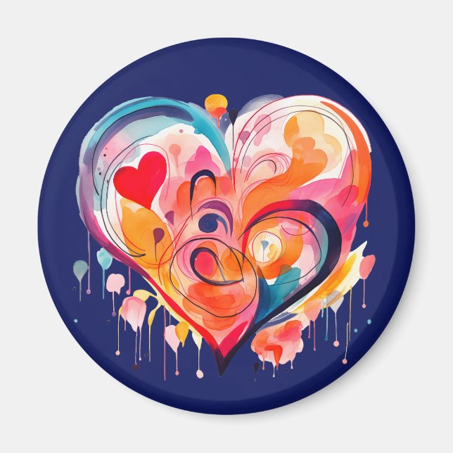 Vattenfärgshjärta Magnet (Framsidan)