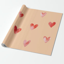 Vattenfärgshjärta Sömlöst Mönster Presentpapper