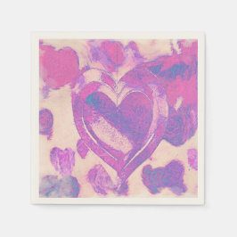 Vattenfärgshjärtan Pappersservett