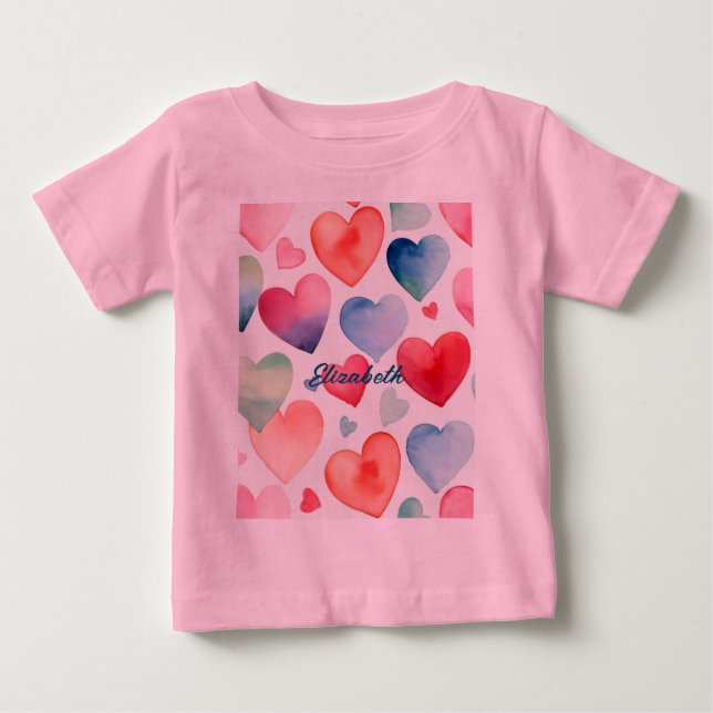 Vattenfärgshjärtan T Shirt (Framsida)