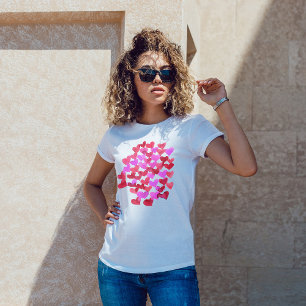 Vattenfärgshjärtan - viva-magenta och purpl-smälte t shirt
