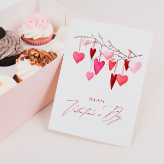 Vattenfärgshjärter Alla hjärtans dag Julkort