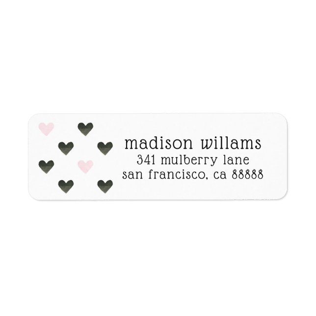 Vattenfärgshjärtor | Girl Power Mönster I Returadress Etikett (Framsidan)