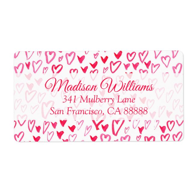 Vattenfärgshjärtor | KÄRLEK ORD MÖNSTER IV Fraktsedel (Framsidan)