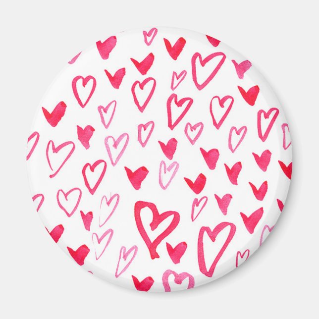 Vattenfärgshjärtor | KÄRLEK ORD MÖNSTER IV Magnet (Framsidan)