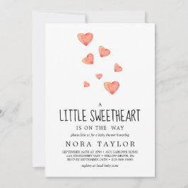 Vattenfärgshjärtor | Little Baby Shower Inbjudningar
