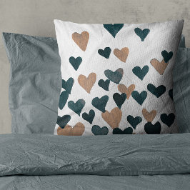 Vattenfärgshjärtor på Alla hjärtans dag - neutralt Kudde