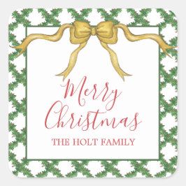 Vattenfärgshjul Golden Bow Gift-hölje Fyrkantigt Klistermärke