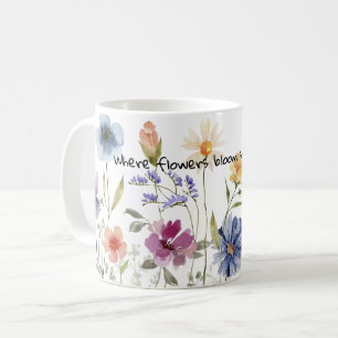 Vattenfärgshögtalare i blomman, kaffe älskare kaffemugg