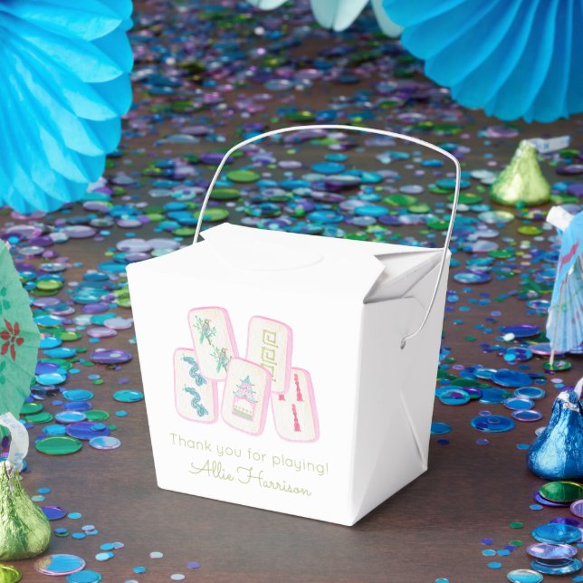 Vattenfärgshölje för Rosa och Grönt Mahjong Tiles Presentaskar (Part)