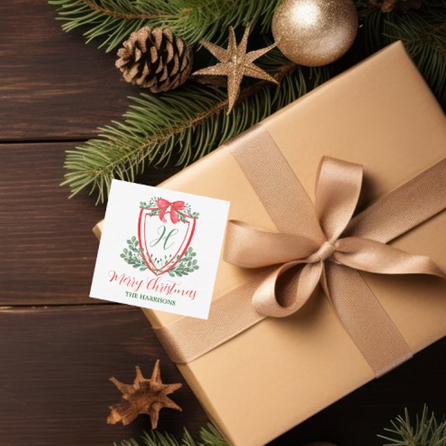 Vattenfärgshölje Jul Monogram Vapensköld Gift-hölj Anteckningskort (Skapare uppladdad)