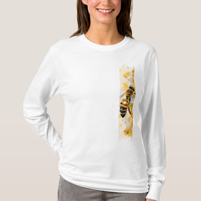 Vattenfärgshonungsbi Brushstroke-färg T Shirt (Framsida)