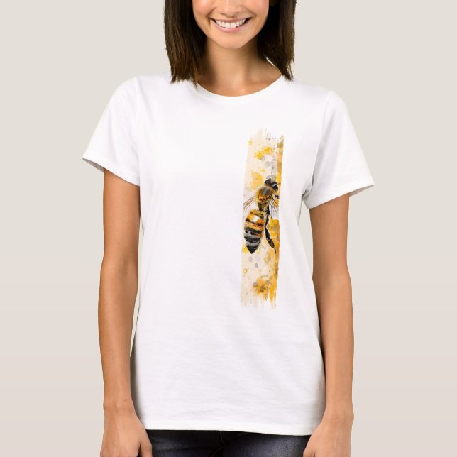 Vattenfärgshonungsbi Brushstroke-färg T Shirt (Framsida)