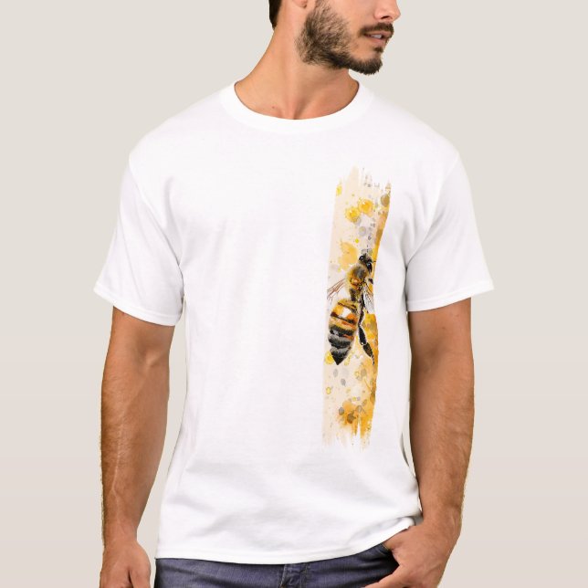 Vattenfärgshonungsbi Brushstroke-färg T Shirt (Framsida)