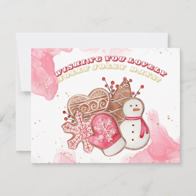 Vattenfärgshorismas-godis Julkort (Framsida)